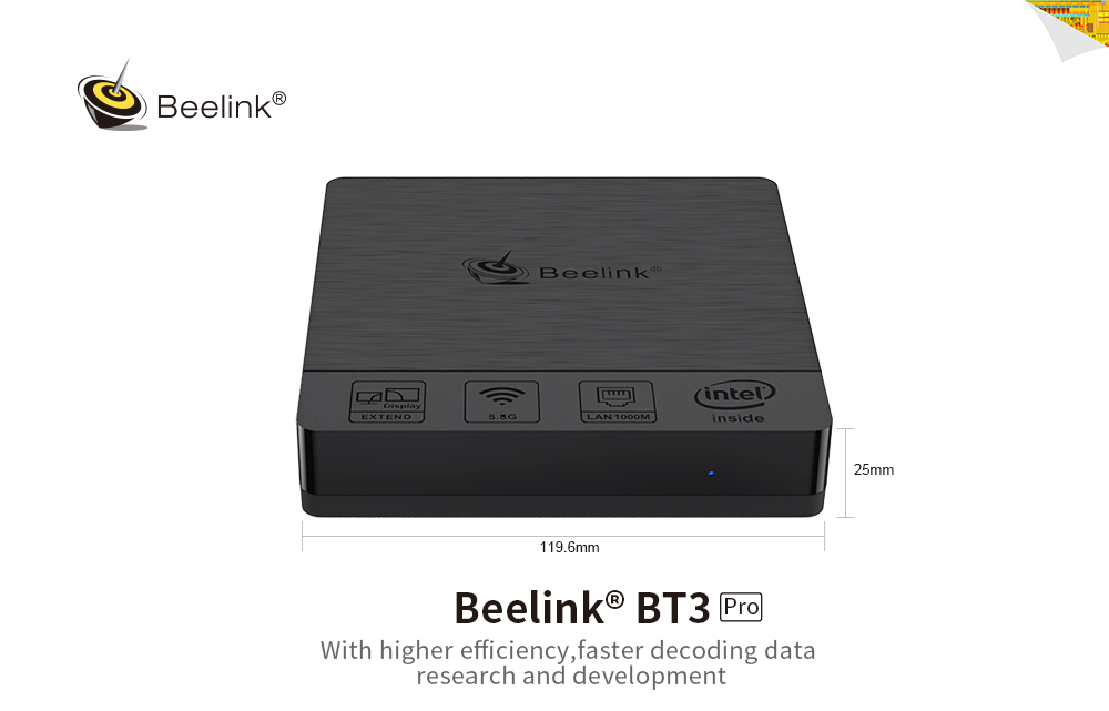 Beelink BT3 Pro Mini PC 2.4 / 5.8GHz WiFi Bluetooth 4.0 Ethernet 1000Mbps