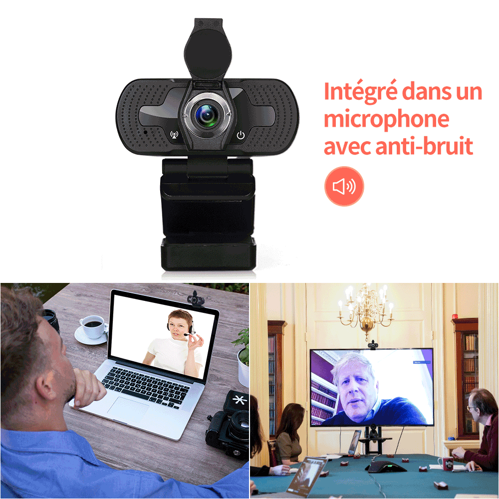 W8 S Webcam 1080P Computer Camera with Privacy Cover USB Connection Built-in Noise-reduction Microphone for Live Video