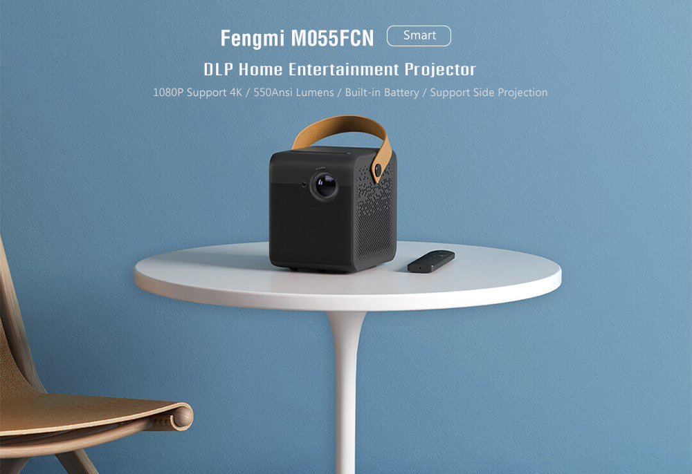 Fengmi M055FCN Smart DLP Home Entertainment Projector 1080P Support 4K / 550Ansi Lumens / Android / Support Side Projection / USB3.0 + HDMI ( Xiaomi Ecosystem Product ) - Black